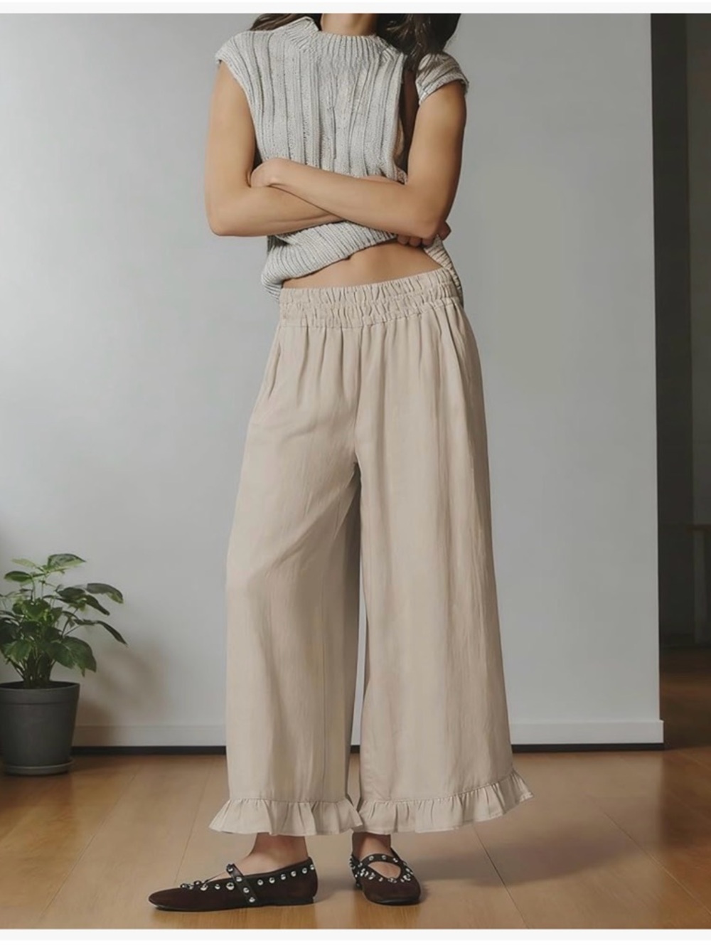 NWT Beige Linen Blend Pants-S - Picture 9 of 17